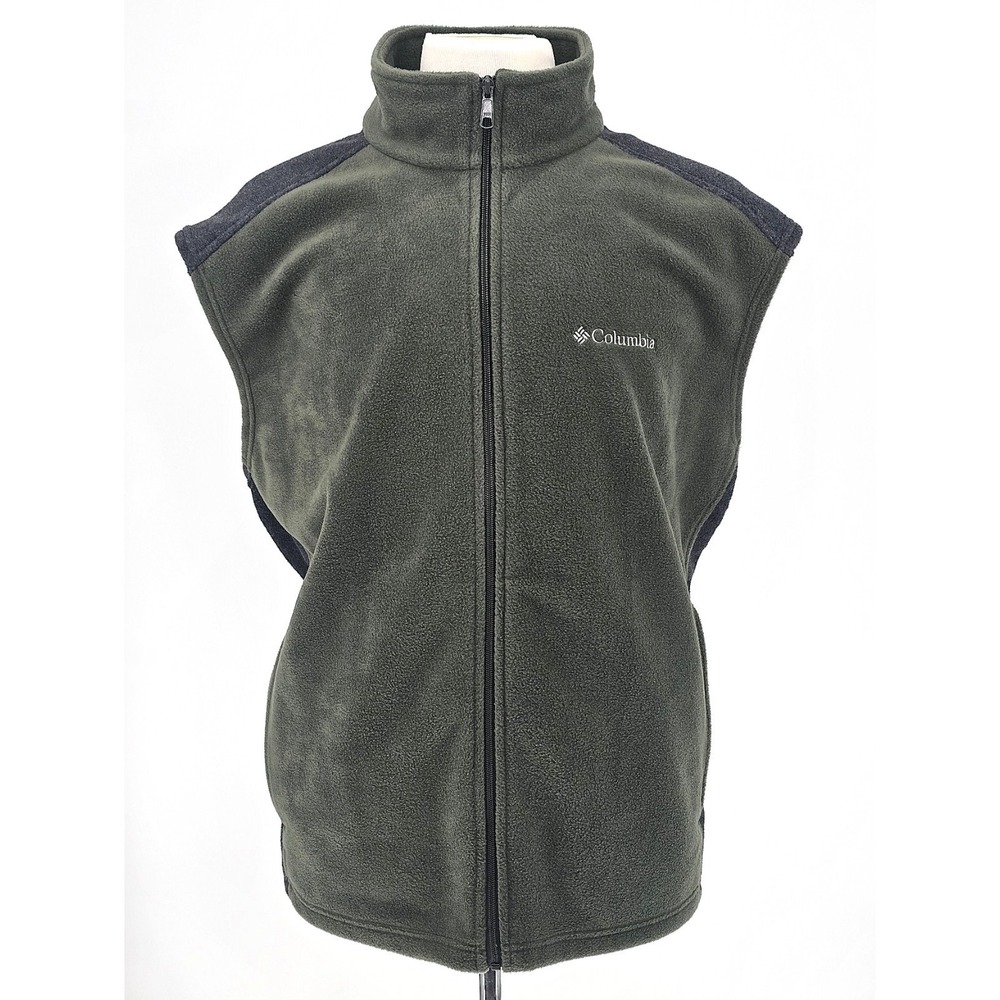 COLOMBIA Steens Mountain Fleece Vest Mens 2XL Green Charcoal Gray AM1535 1639261